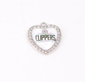 Colgantes de aleación de zinc para hacer joyas, collar con diamantes de imitación, corazón de plata, <span class=keywords><strong>NBA</strong></span>, equipo de baloncesto, Diy - Product Image 2