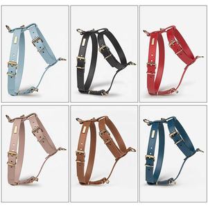 Harnais de luxe en <span class=keywords><strong>cuir</strong></span> robuste anti-traction <span class=keywords><strong>pour</strong></span> animaux de compagnie, ensemble gilet et <span class=keywords><strong>laisse</strong></span> en <span class=keywords><strong>cuir</strong></span> sur mesure réglable avec boucle métallique - Product Image 4