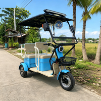 Tricycle Électrique Communautaire SumEV 3 Places 60V 800W avec Auvent Pare-Soleil et Rideau Anti-Pluie pour le Transport Interne sur Cour d'Université ou Propriété Privée sur Courte Distance