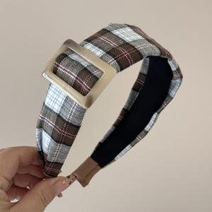 ربطة شعر على الطراز الامريكي كلاسيكية ملونة للقهوة ، ربطة رأس واسعة أنيقة أنيقة مع مشبك مربع ، إكسسوارات للبنات في المدرسة - Product Image 5