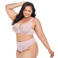Ensemble soutien-gorge et culotte grande taille pour femme avec dentelle, bretelles réglables, fermeture à crochet au dos, lingerie à armatures, ensemble ajusté