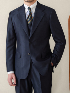 <span class=keywords><strong>Costume</strong></span> d'affaires formel rayé pour homme, <span class=keywords><strong>veste</strong></span> blazer à simple boutonnage, coupe ajustée, respirant, ensemble 3 pièces - Product Image 2
