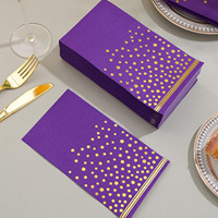 Kostenlose Muster Premium Partyzubehör Lila Gold Punkt Dinner Hochzeit Papierservietten Einweg