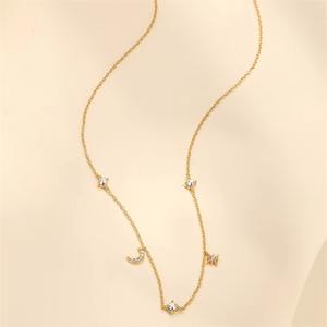 Simple estrella Luna agua diseño 925 plata esterlina mujeres collar joyería - Product Image 4