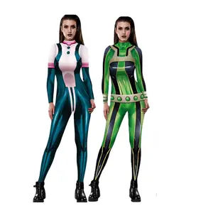 Ecowalk-Disfraz de My Hero Academia para mujer, traje de Anime 3D, Boku no Hero Academia, Asui, Tsuyu, Zentai, monos