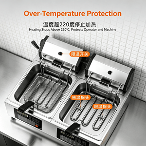 Friteuse électrique commerciale à double panier en acier inoxydable avec minuterie pour des résultats parfaits - Product Image 5