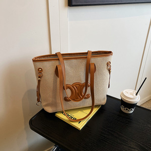 Bolso Tote Vintage para Dama, Diseño Color Block con Dos Correas, Gran Capacidad, Estilo Minimalista, Casual, Versátil y Elegante - Product Image 2