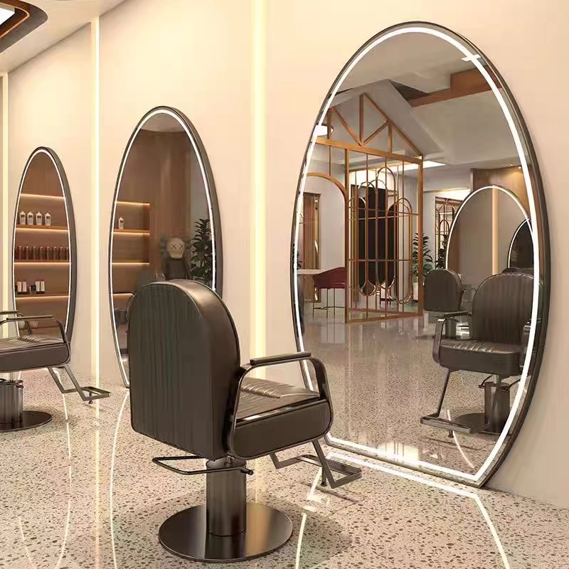 80*170 semi-elliptical wall-mounted lamp mirror [black]