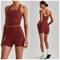 Vêtements de yoga, pantalon et short de fitness à taille haute, respirants, extensibles dans quatre directions, réversibles, ensemble 2 pièces