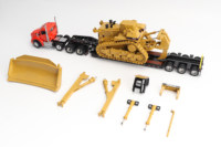 Camión de Plataforma Kenworth T880 a Escala 1:50 de Alta Calidad para Transporte de Piezas de Excavadora y Vehículos de Construcción D11R
