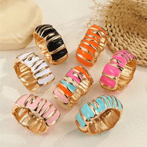 <span class=keywords><strong>Pulsera</strong></span> elástica chapada en oro con esmalte grueso de colores llamativos, de moda, novedad al por mayor, regalo para ella, joyería de moda - Product Image 2
