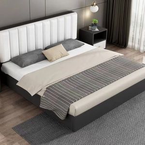 Cama Individual, Matrimonial, Queen Size y King Size 2023, de Cuero Sintético y Madera Maciza, Económica, Elegante y Suave, con Colchón, para Hotel, Alquiler o Apartamento - Product Image 3