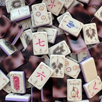 HanTai 2026 Nouveauté : Ensemble de tuiles de Mahjong américaines en acrylique gravé motif écaille de tortue violette avec tapis et supports – Cadeau idéal pour le jeu et le divertissement