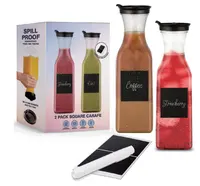 Plastic Juice Carafe with Lids (Set of 4) 50 oz Carafes for Mimosa