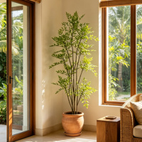 Arbre artificiel Nandina vert lumineux, amovible, en bambou, écologique, durable, réaliste, de haute qualité, moderne, pour villa, centre commercial, hôtel, salon