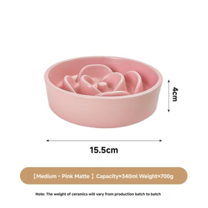 Penjualan terlaris pola kelopak mangkuk hewan peliharaan keramik pakan lambat desain pencernaan sehat berbagai ukuran & warna - Product Image 3