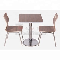 Mobilier de cantine moderne ergonomique Mobilier de campus scolaire Cadre en bois inoxydable en verre Déjeuner Table à manger et chaises