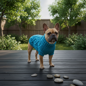 Pull pour chien en tricot torsadé bleu turquoise, col roulé, pull pour animaux de compagnie, doux et chaud, manteau pour <span class=keywords><strong>chiot</strong></span>, pour bouledogues <span class=keywords><strong>français</strong></span>, petits chiens - Product Image 6