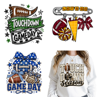 Autocollants DTF thermocollants lavables pour vêtements, prêts à presser, pour le sport, le football, la saison des matchs, les jours de match, et les occasions de ferveur (Cheer Touchdown).