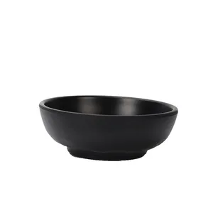Wholesale Small Round Serving Dishes Black Melamine Dessert Appetizer Plates Mini Sauce Dipping Bowls