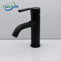 Robinet de lavabo Yuzun A037 noir en alliage de zinc, monocommande, à poser sur le plan, avec commande tactile, eau chaude et froide, design moderne