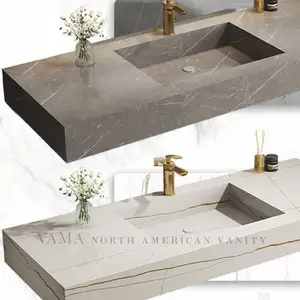 Vanity Vama Modern Style Wall Mounted Solid Wood Bathroom Vanity With Single Sink