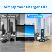 Support de chargeur sans fil portable 4-en-1 avec lampe design rouleau, charge rapide 15W pour iPhone 11 - Chargeur multifonctionnel noir et blanc