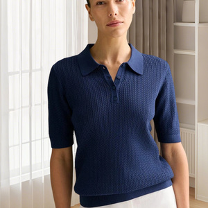 <span class=keywords><strong>Camiseta</strong></span> de Verano de Estilo Europeo y Americano para Mujer, Informal, de Punto Calado, de Manga Corta - Product Image 1