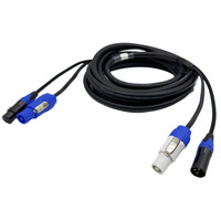 Câble hybride DMX Powercon bleu-gris 3 broches XLR en cuivre PVC basse tension de 5 mètres (15 pieds) pour éclairage de scène
