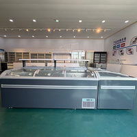 Congélateur vertical combiné en îlot, à refroidissement direct, pour supermarché, idéal pour la présentation de glaces et d'aliments surgelés