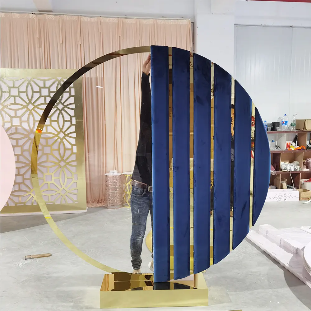 Simple High Quality Round White Acrylic Backdrop Stand Circle Background Wall For Banquet Party Wedding Event Decoration