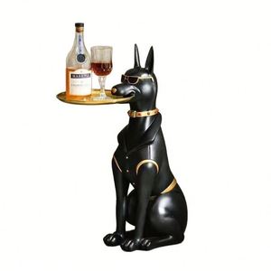 Estatua de Perro Doberman Artística de Resina para Suelo con Bandeja - Tema Amoroso, Decoración del Hogar y Regalo Perfecto para Inauguración de Casa - Product Image 4