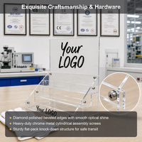 Support d'affichage de comptoir en acrylique transparent à 3 niveaux personnalisé avec porte-étiquette pour brochures et marchandises en magasin de détail