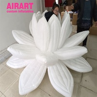 Décoration d'événement Fleur de lotus gonflable blanche, Fleurs de lotus gonflables décoratives à LED pour activités thématiques