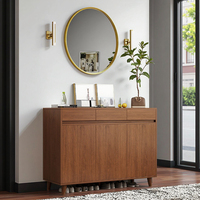 Armoire à chaussures Dareko en bois de noyer moderne, étagères multi-niveaux, tiroirs en plastique et métal durables, montage facile pour la maison