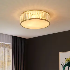 Mexico Phổ Biến Vuông Vòng Phòng Ngủ Acrylic Đèn Trần Phòng Khách Hiện Đại Đen Vàng K9 Pha Lê LED Đèn Trần Nhà Bếp