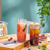 Pot Mason à large ouverture de 24 oz avec couvercle en métal, pot en verre transparent pour boissons glacées et stockage alimentaire