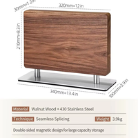 Support d'affichage magnétique double face en bois de noyer pour couteaux, organisateur de sacs à roulettes, support de produit en forme de barre de cuisine