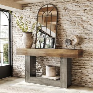 Mesa Consola de Entrada de Madera Rústica SENYU con Estante de Almacenamiento, Diseño Moderno de Casa de Campo para Decoración de Interiores del Hogar - Product Image 4