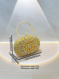 New Cross-border Polyester Women's European-American Retro Handbag Diamond-encrusted Small <b>Clutch</b> Crossbody Evening Bag Tanjing - Product Image 5