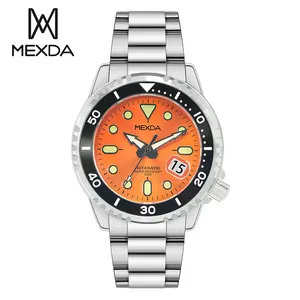 Mexda新しいファッション高級男性時計ステンレス鋼腕時計防水発光機械式自動男性モントレオム