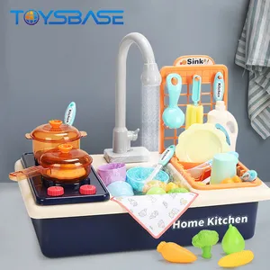 Fonctionnement sur batterie Cuisinière électrique à eau et à gaz Lavage Évier de cuisine Jouet pour enfant