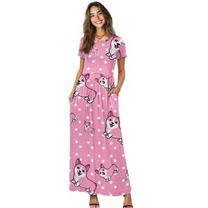 Vestido informal de manga corta transpirable para mujer, bolsillo, superventas, dulce a la moda, respuesta rápida para pedidos pequeños personalizable - Product Image 3