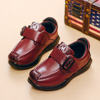 Chaussures en cuir véritable pour garçons, en cuir de vache, noires, pour l'école, pour enfants