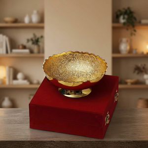 Bol en métal sculpté oriental fait à la main, or et rouge, pour cadeaux de mariage, bols décoratifs - Product Image 5