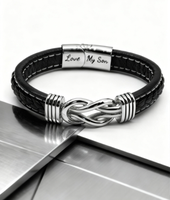 RFJEWEL Classique – Bracelet en acier inoxydable tressé avec fermoir magnétique « Je t'aime pour toujours » personnalisé pour homme – Bijou d'anniversaire « Je t'aime mon fils »