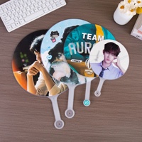 Éventail circulaire transparent en plastique grand format, double face imprimée, personnalisé, en promotion, pour le soutien des idoles Kpop