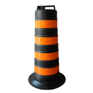 Tambour de signalisation routière haute visibilité en plastique avec bandes réfléchissantes pour la construction routière - Product Image 1