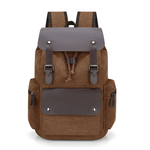 High Quality Retro Men's Large Capacity <b>Canvas</b> Bag Casual School Bag Business Trip Laptop <b>Backpack</b> Bag for Men - Product Image 2