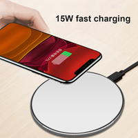 Chargeur sans fil en alliage d'aluminium 15W, chargeur sans fil rapide pour la maison et le bureau, chargeur sans fil rond rapide